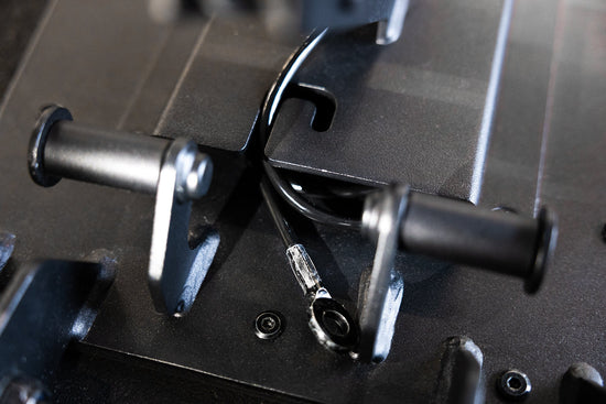 Close-up shot of the cable being stored inside the cable housing