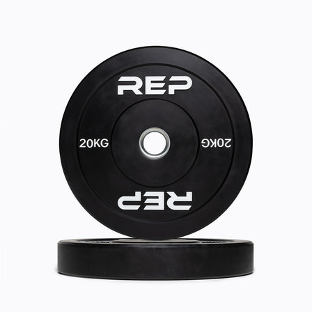 5kg Black bumper plate with 'REP' branding from Rep Fitness UK | Shop Premium Gym Equipment for Home & Commercial Use Online | Best Online Gym Equipment UK
