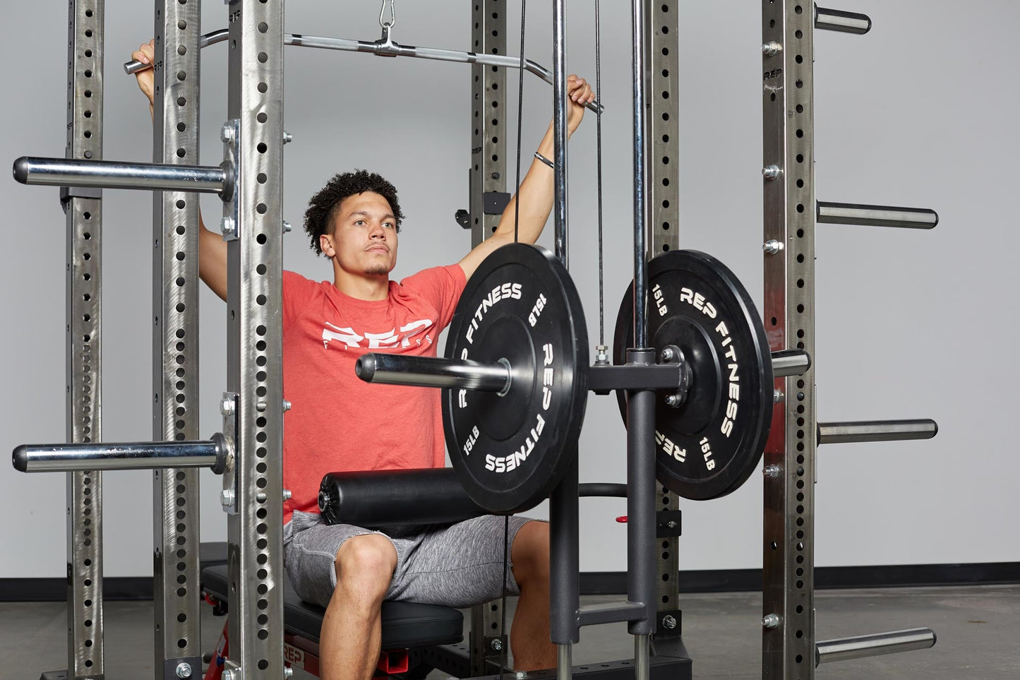 48" Solid Lat Bar Cable Attachment (In Use - Lat Pulldown)